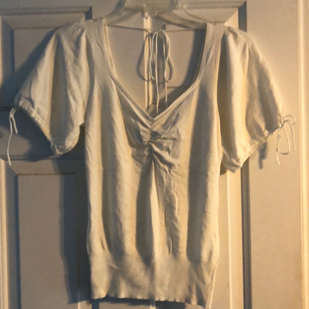 Off-White Short-Sleeved Knit Top